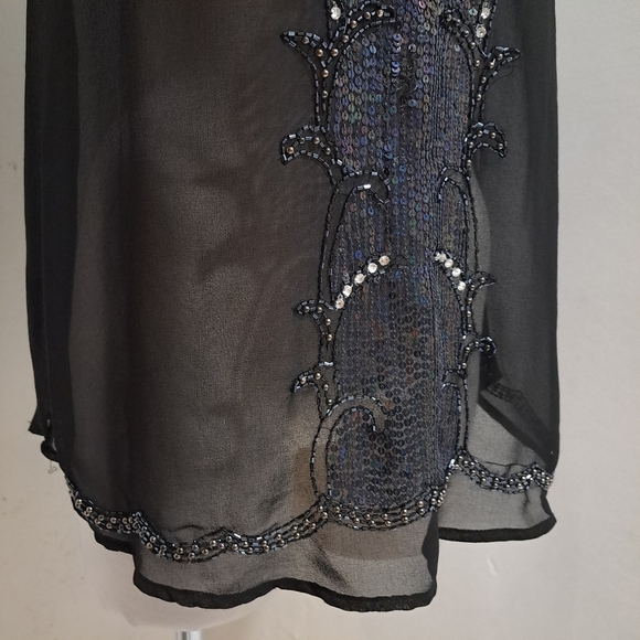 Temperance | Black sheer beaded sleevless shirt - Picture 4 of 9